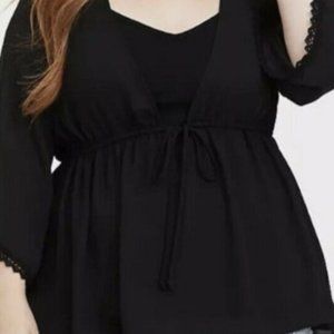 TORRID Tie Chiffon Babydoll Blouse SZ 2 EUC